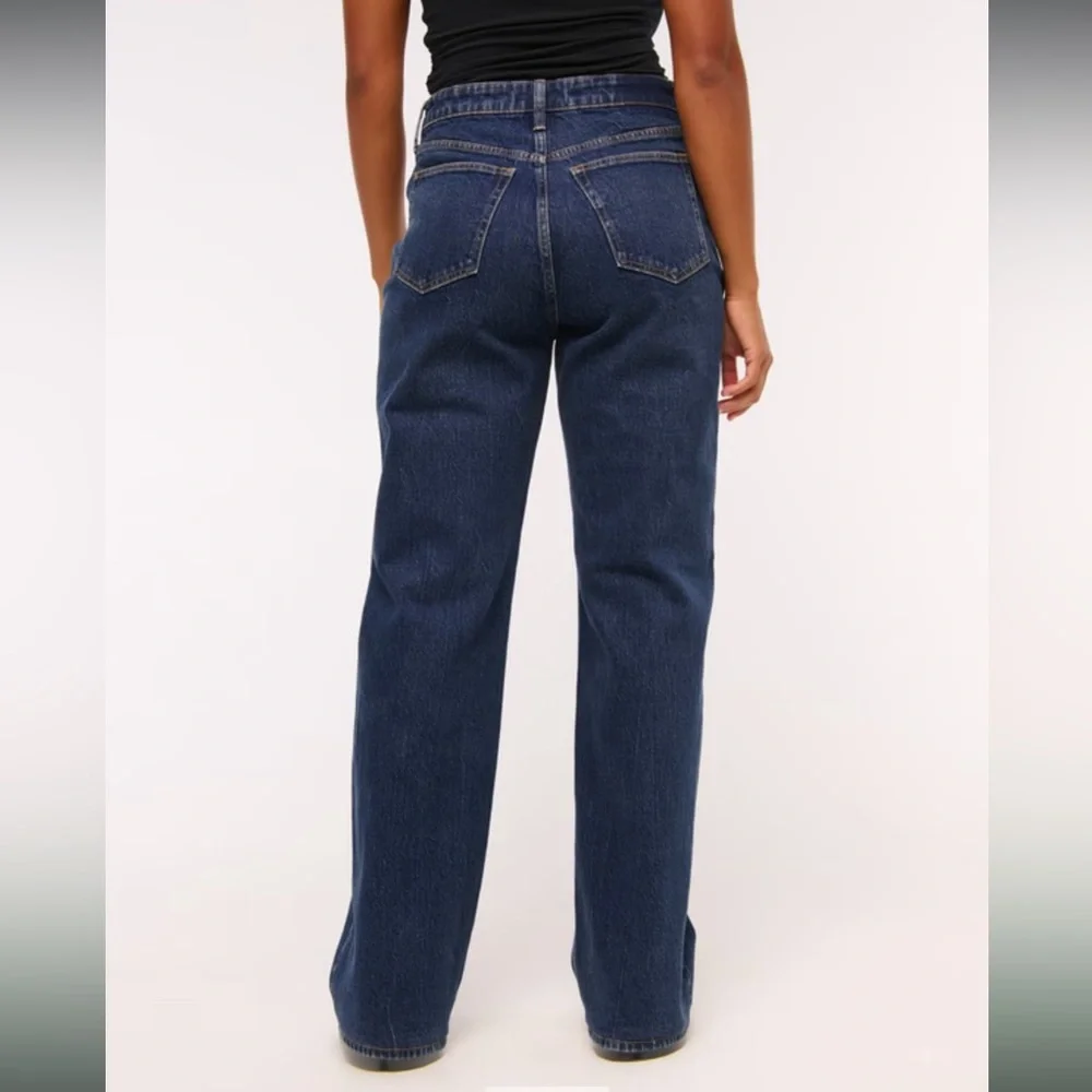 Abercrombie & Fitch High Rise 90s Relaxed Jeans Curve Love Dark Wash Size 26 Reg - Picture 2 of 8